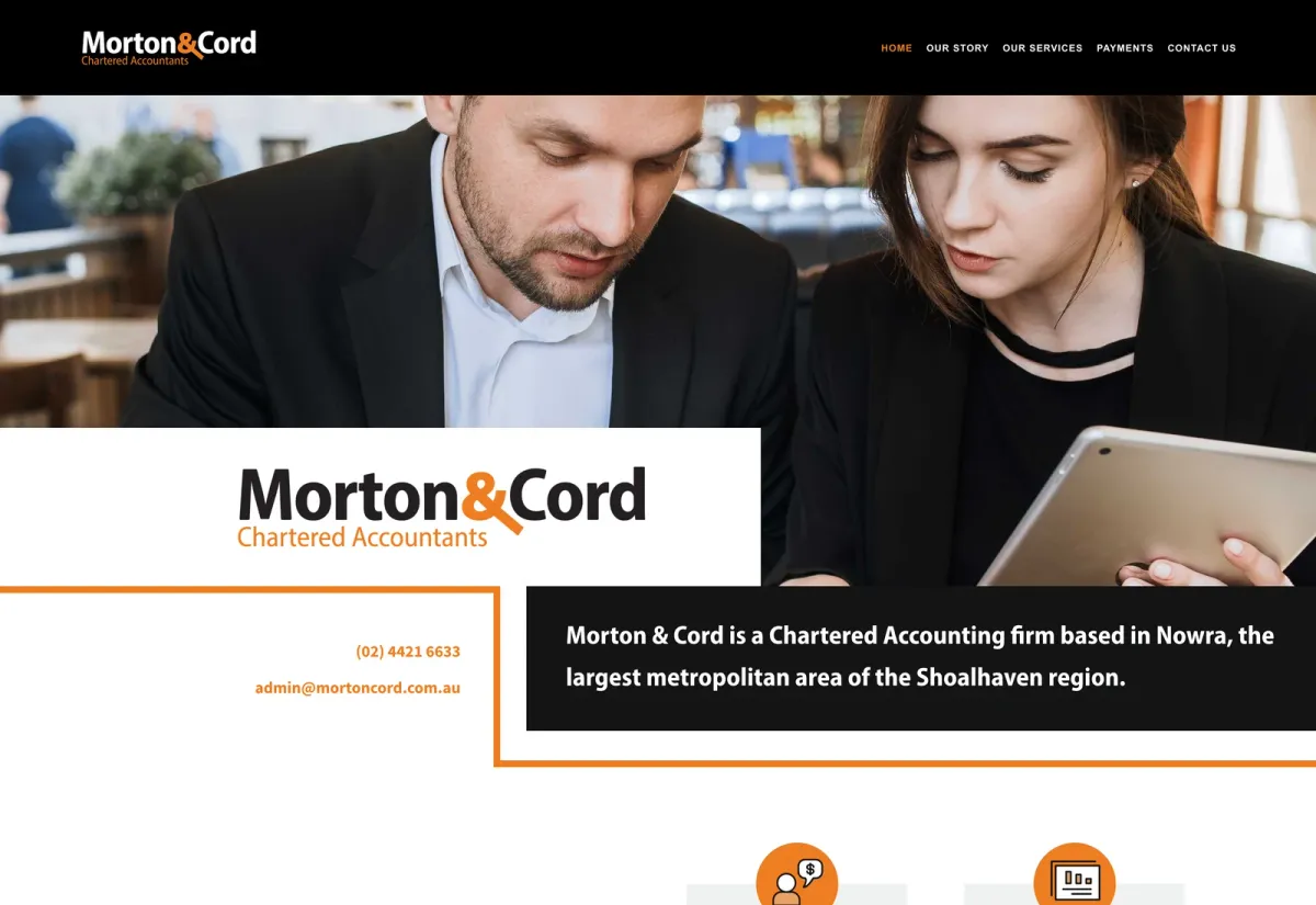 The Morton & Cord website, home page
